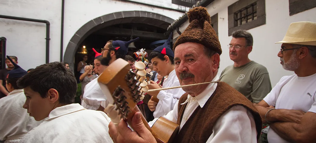Local Madeiran musician with traditional instrument