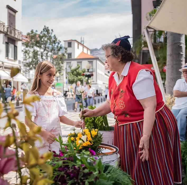 Family at local market