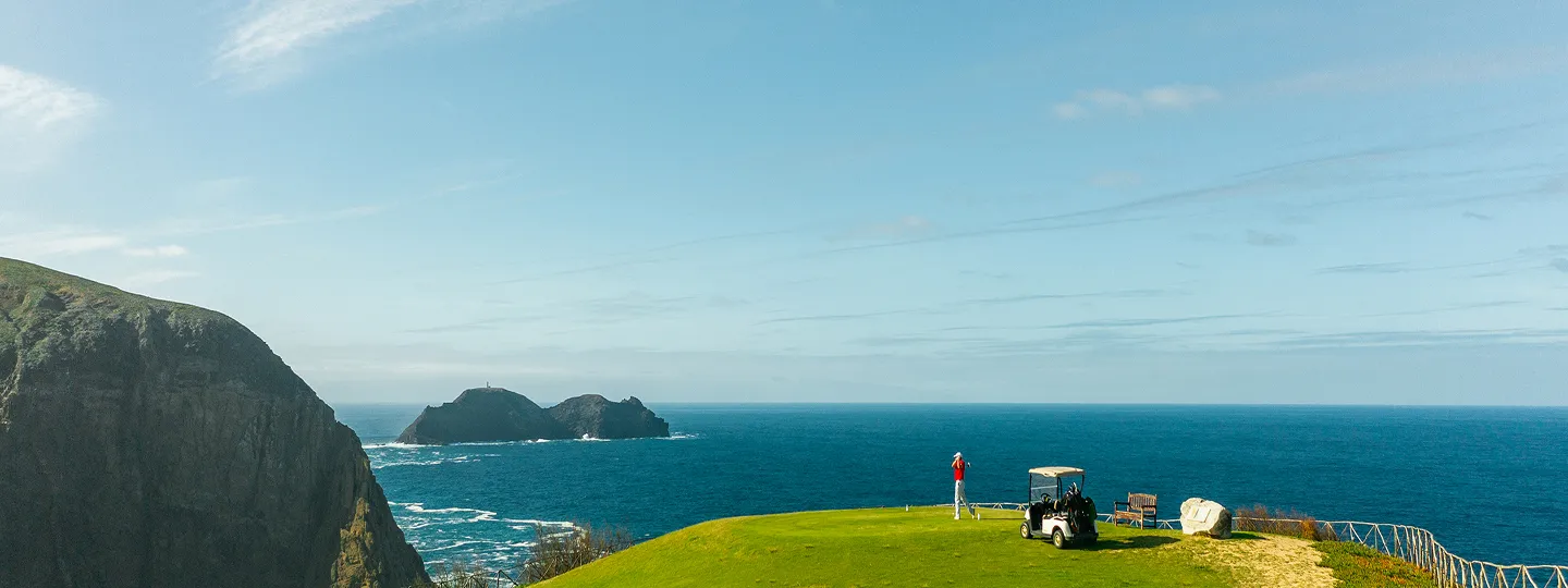 Golf course in Madeira with ocean view