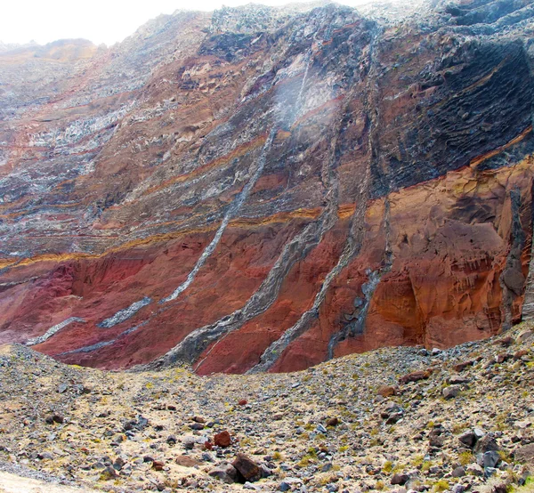 Red and grey volcanic rock formations on the Desertas islands